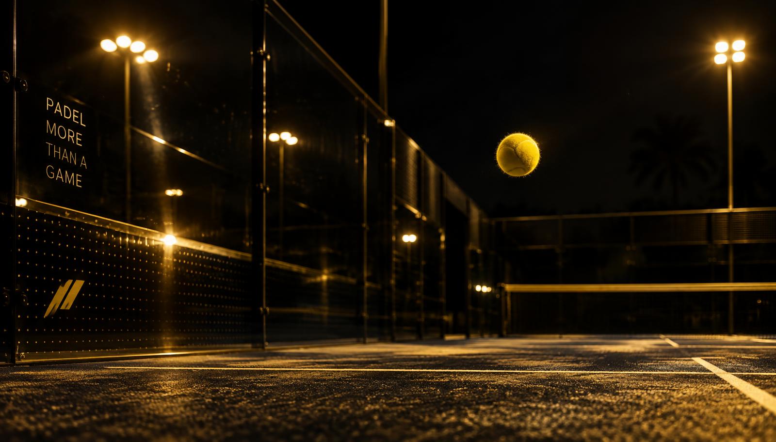 Quadra de padel iluminada à noite
